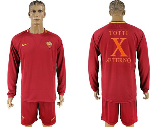 Roma #10 Totti Retire Long Sleeves Soccer Club Jersey